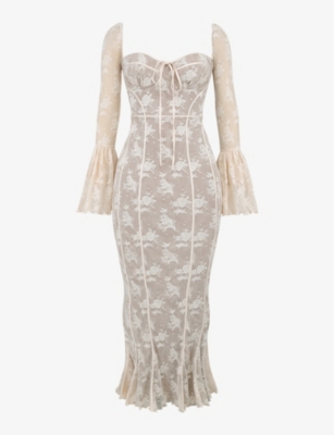 HOUSE OF CB Delilah corseted lace maxi dress Selfridges