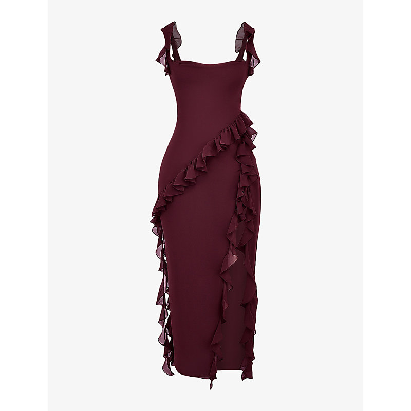 House Of Cb Womens Cherry Ariela Ruffle-trim Woven Maxi Dress