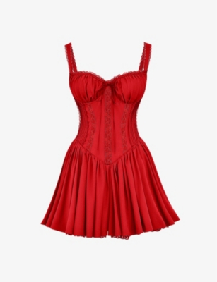 House Of Cb Womens Cherry Pietra Corseted Cotton-blend Mini Dress