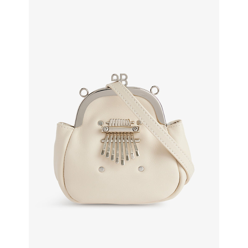 Pabe Pabe Womens White Kalimba Leather Cross-body Bag In Neutral