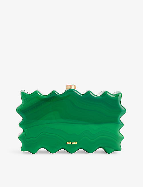 CULT GAIA: Paloma branded acrylic clutch bag