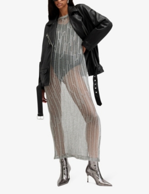 ALLSAINTS: Billie belted-hem relaxed-fit leather biker jacket