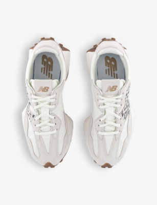 327 logo-embroidered suede and woven low-top trainers