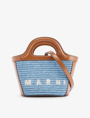 Marni Tropicalia Micro Straw Cross-body Bag In Opal/moca