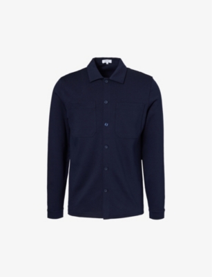 Arne Mens Navy Buttoned Regular-fit Cotton-blend Overshirt