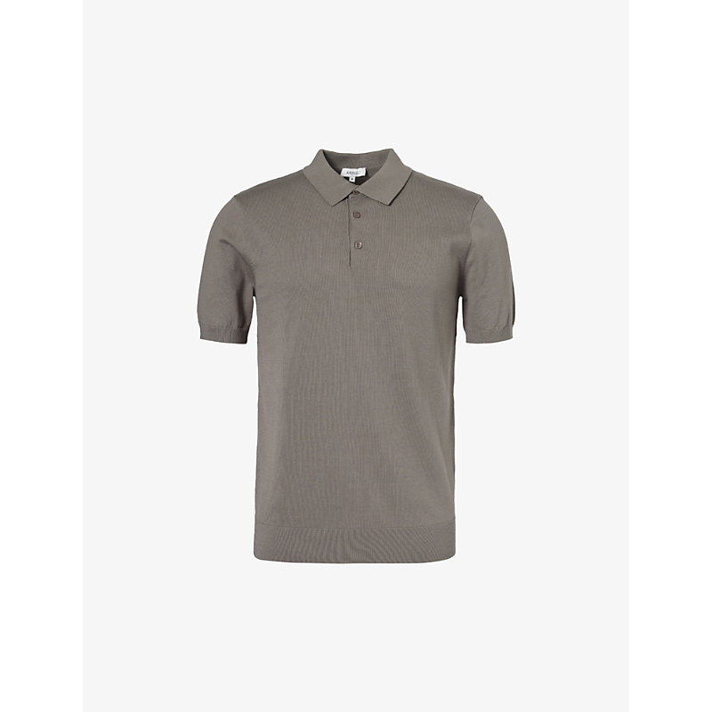 Arne Mens Sage Short-sleeved Regular-fit Cotton-knit Polo Shirt
