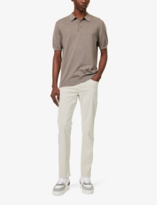 Shop Arne Short-sleeved Regular-fit Cotton-knit Polo Shirt In Taupe