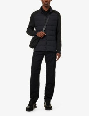 Shop Arne Men's Black Hybrid Funnel-neck Shell-down Jacket