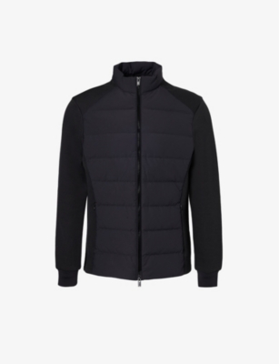 Shop Arne Men's Black Hybrid Funnel-neck Shell-down Jacket