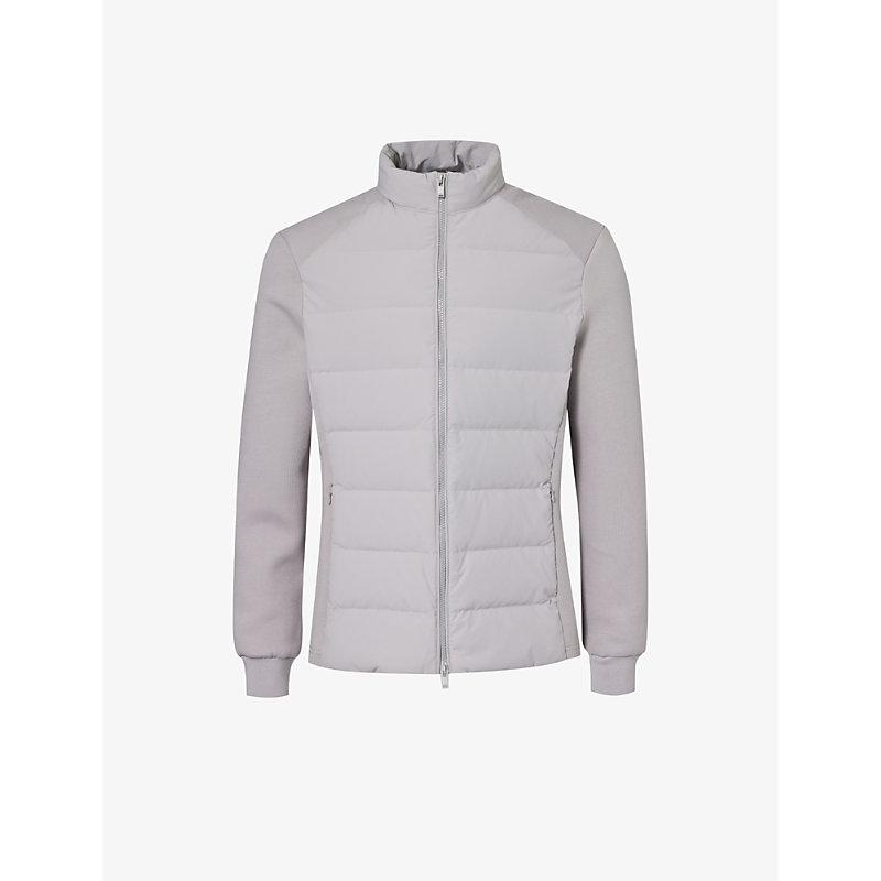 Shop Arne Men's Mid Grey Hybrid Funnel-neck Shell-down Jacket