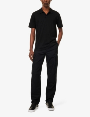Shop Arne Men's Black Short-sleeved Regular-fit Cotton-jersey Polo Shirt
