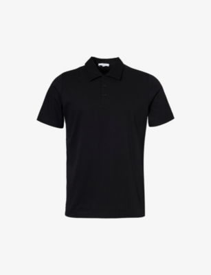 Shop Arne Men's Black Short-sleeved Regular-fit Cotton-jersey Polo Shirt