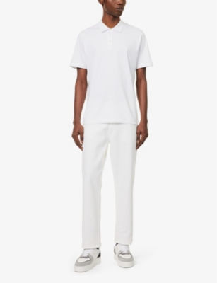 Shop Arne Men's White Short-sleeved Regular-fit Cotton-jersey Polo Shirt