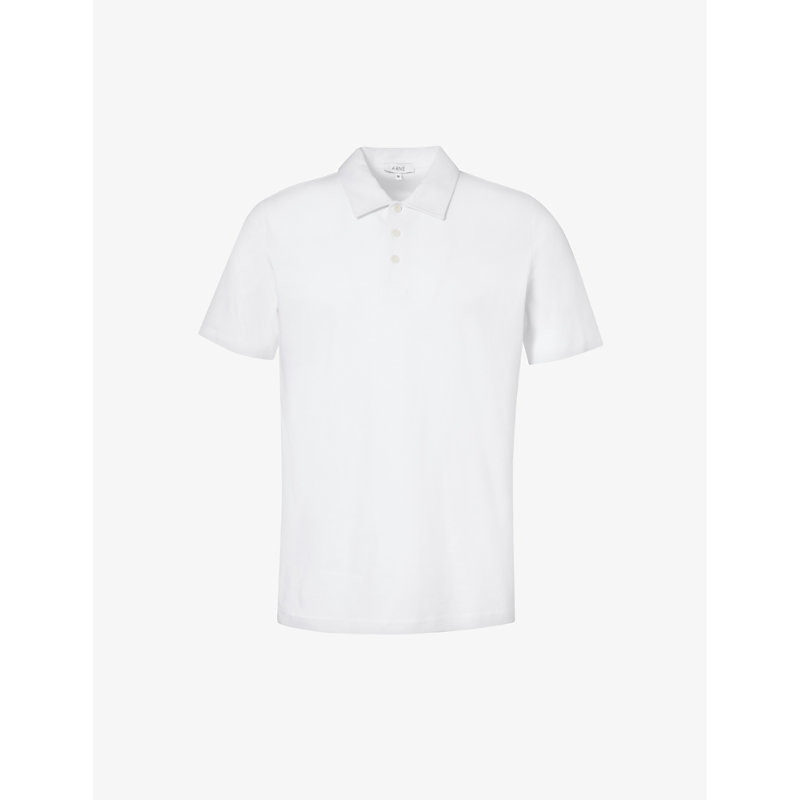 Shop Arne Short-sleeved Regular-fit Cotton-jersey Polo Shirt In White