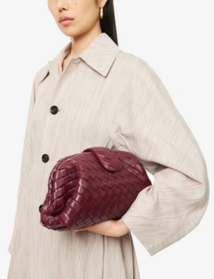Bottega Veneta Womens Lauren 1980 Intrecciato-leather Clutch Bag Barolo-m Brass