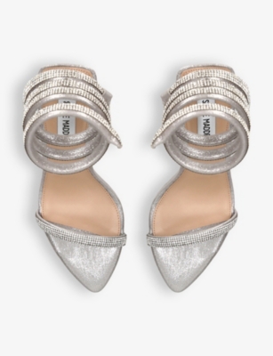 Shop Steve Madden Women's Silver Friction 751 Spiral-strap Woven Heeled Sandals
