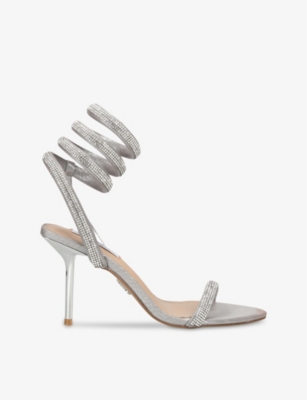Shop Steve Madden Women's Silver Friction 751 Spiral-strap Woven Heeled Sandals