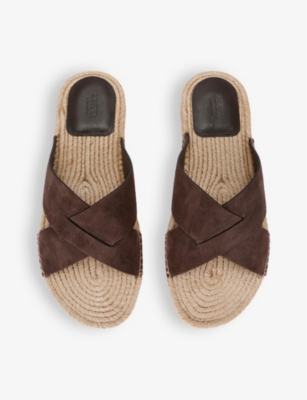 ERMENEGILDO ZEGNA: Crossover suede espadrilles