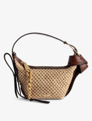 ZADIG & VOLTAIRE WOMENS DOWN CECILIA EXTRA-SMALL WING-EMBELLISHED WOVEN CROSS-BODY BAG 
