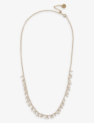 THE WHITE COMPANY: White chalcedony fine-beaded gold-plated brass necklace
