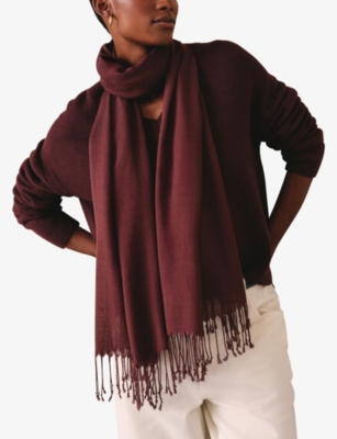 THE WHITE COMPANY: Fringe-embellished modal and wool scarf
