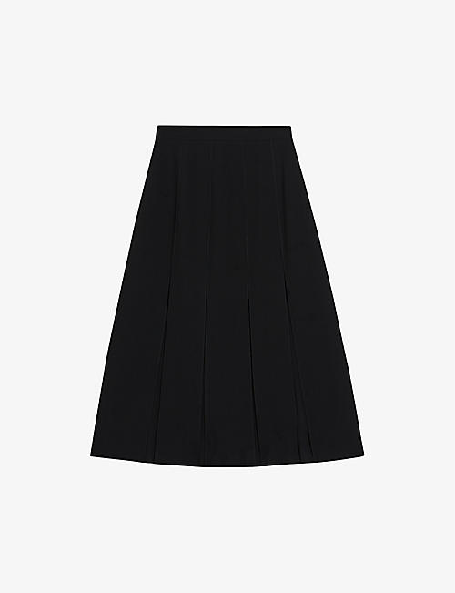 TED BAKER: Addelia sheer-panel high-rise woven midi skirt