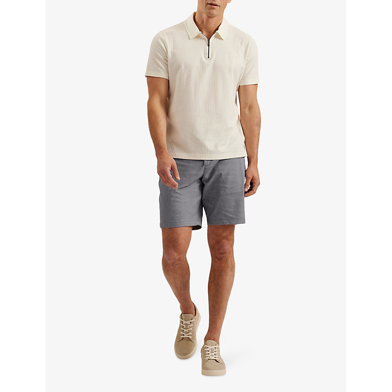 Shop Ted Baker Katford Textured Stretch-cotton Shorts In Blue
