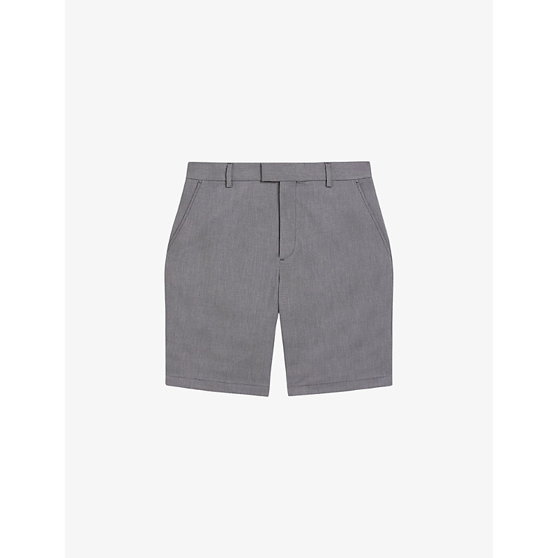 Shop Ted Baker Katford Textured Stretch-cotton Shorts In Blue