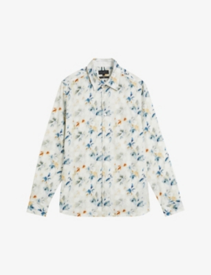 TED BAKER: Loire floral-print stretch-cotton shirt