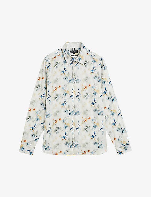 TED BAKER: Loire floral-print stretch-cotton shirt