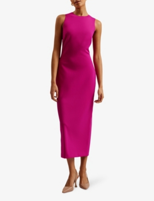 Shop Ted Baker Women's Purple Esthaa Slim-fit Sleeveless Stretch-woven Midi Dress