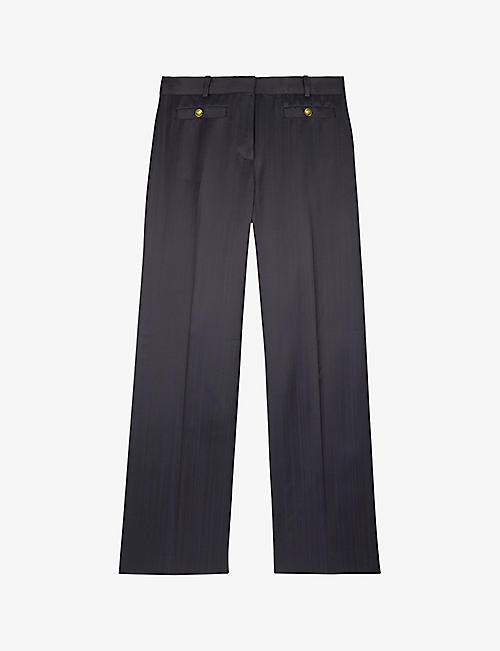 THE KOOPLES: Button-embellished straight-leg high-leg woven trousers