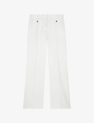 THE KOOPLES: Button-embellished high-rise wide-leg satin trousers