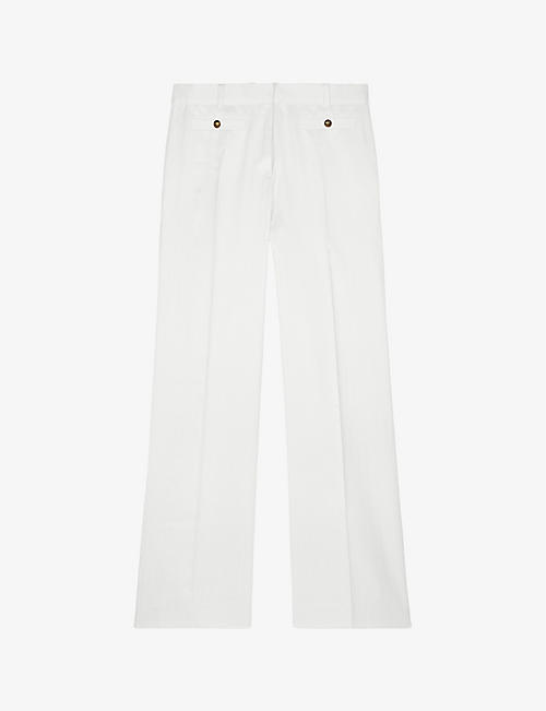 THE KOOPLES: Button-embellished high-rise wide-leg satin trousers