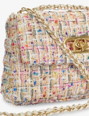 Shop Dune Women's Multi-fabric Regent Small Quilted Tweed Shoulder Bag