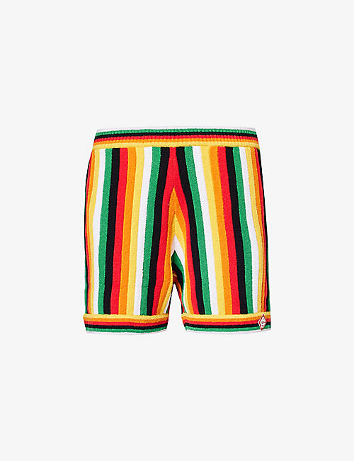 CASABLANCA: Striped towelling-textured cotton-blend shorts