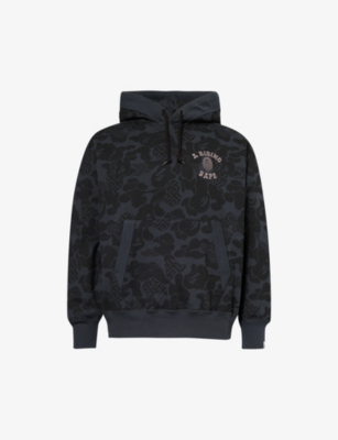 Shop A Bathing Ape Mens Black Asia Camo Brand-embroidered Cotton-jersey Hoody