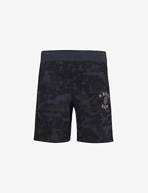 A BATHING APE: Asia Camo brand-embroidered cotton-jersey shorts