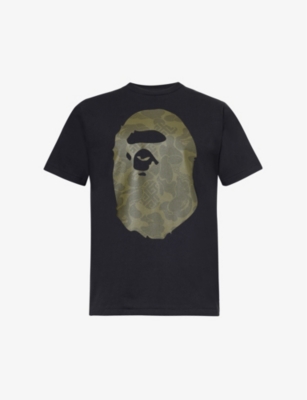 Shop A Bathing Ape Men's Black Asia Camo Brand-print Cotton-jersey T-shirt