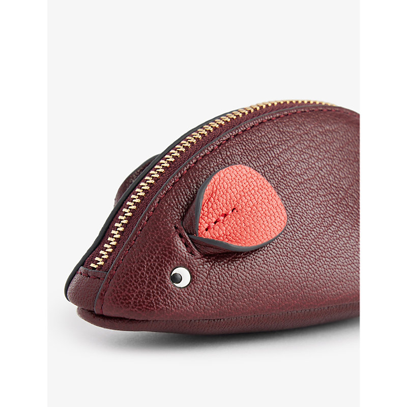 Shop Anya Hindmarch Mouse Leather Coin Purse In Rosewood