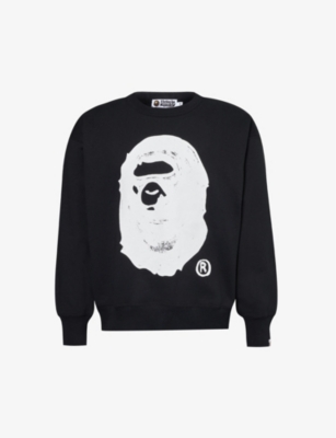 A Bathing Ape Mens Black X Joshua Vides Branded-print Cotton-jersey Sweatshirt