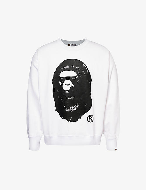 A BATHING APE: A Bathing Ape x Joshua Vides branded-print cotton-jersey sweatshirt