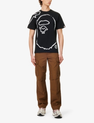 Shop A Bathing Ape Men's Black X Joshua Vides Branded-print Cotton-jersey T-shirt