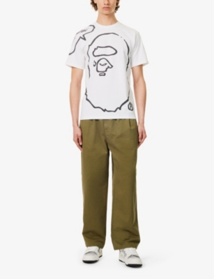 Shop A Bathing Ape Men's White X Joshua Vides Branded-print Cotton-jersey T-shirt