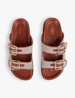 Shop Lk Bennett Ionna Double-strap Woven Sandals In Bro-tan
