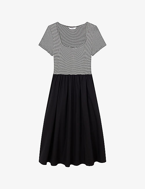 LK BENNETT: Serina short-sleeve striped stretch-jersey midi dress