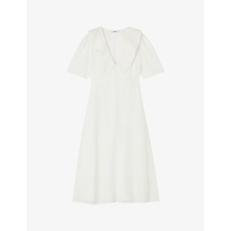 Lk Bennett Womens Whi-white Ella Broderie-anglaise Cotton Midi Dress