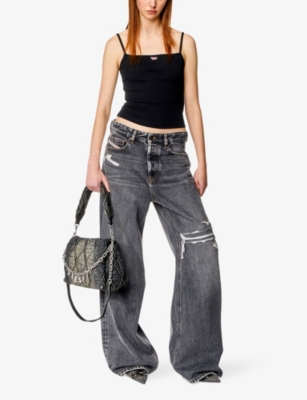 Diesel Womens 2 1996 D-sire Distressed Wide-leg Low-rise Jeans