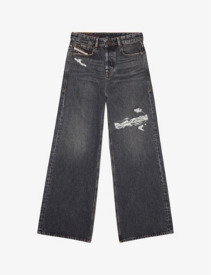 Diesel Womens 2 1996 D-sire Distressed Wide-leg Low-rise Jeans