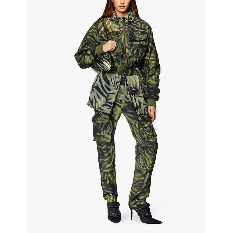 Shop Diesel Women's 5afa G-khlow Zebra-pattern Woven Bomber Jacket